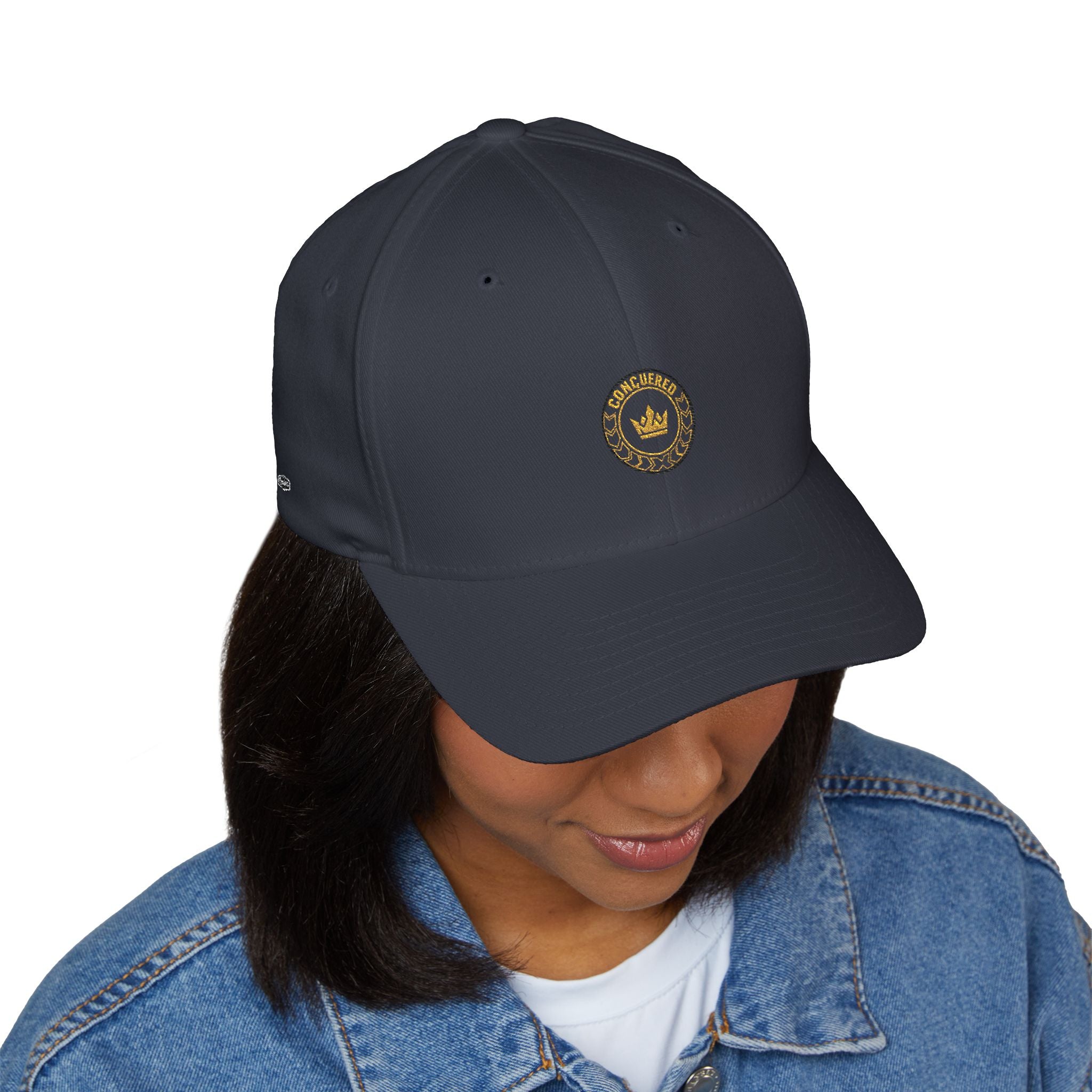 Embroidered Crown Badge Cap — Classic Structured Baseball Hat