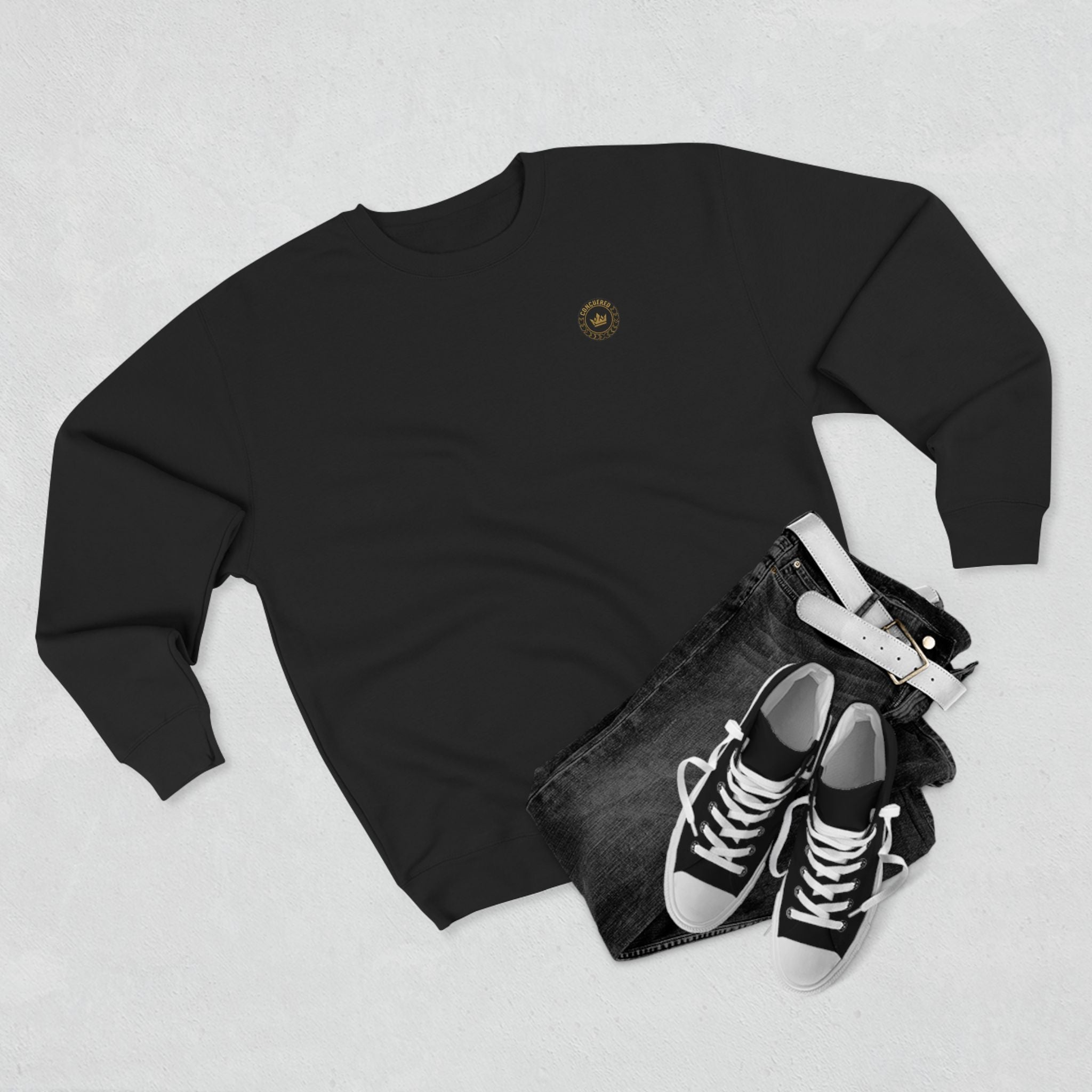 Minimalist Compass Crewneck Sweatshirt — Small Chest Emblem