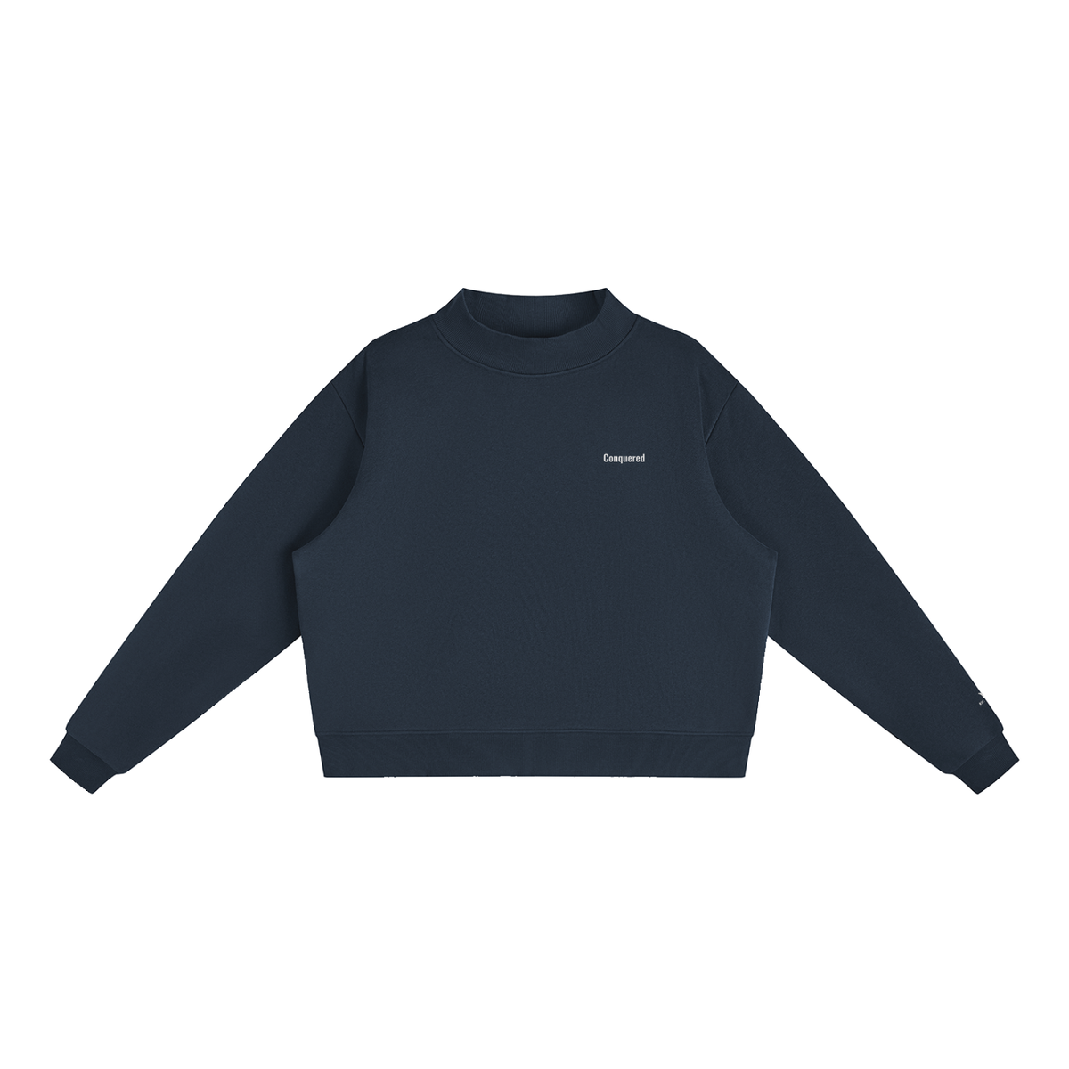 Conquered Women's Oversized Mock-Neck Crop Sweatshirt
