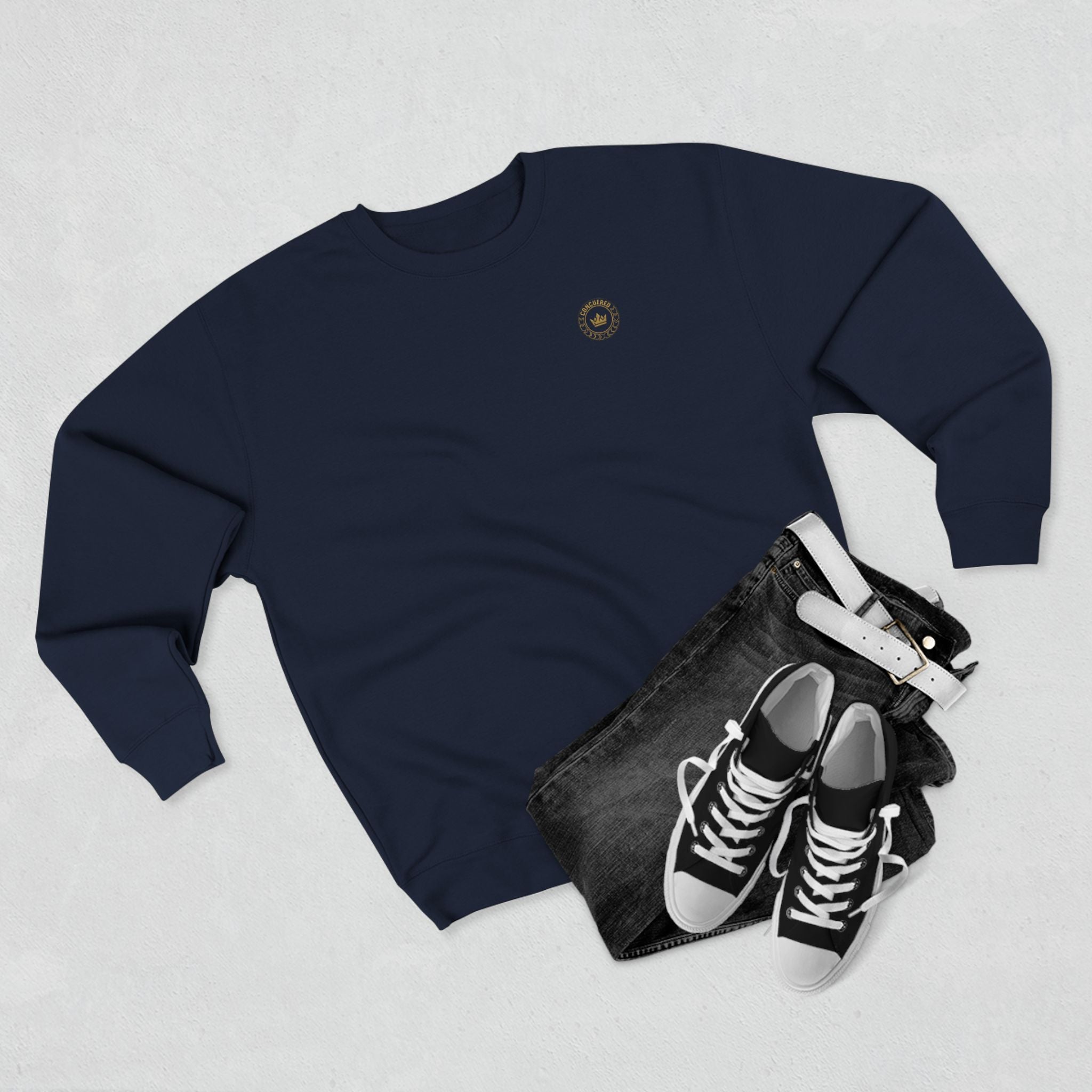 Minimalist Compass Crewneck Sweatshirt — Small Chest Emblem