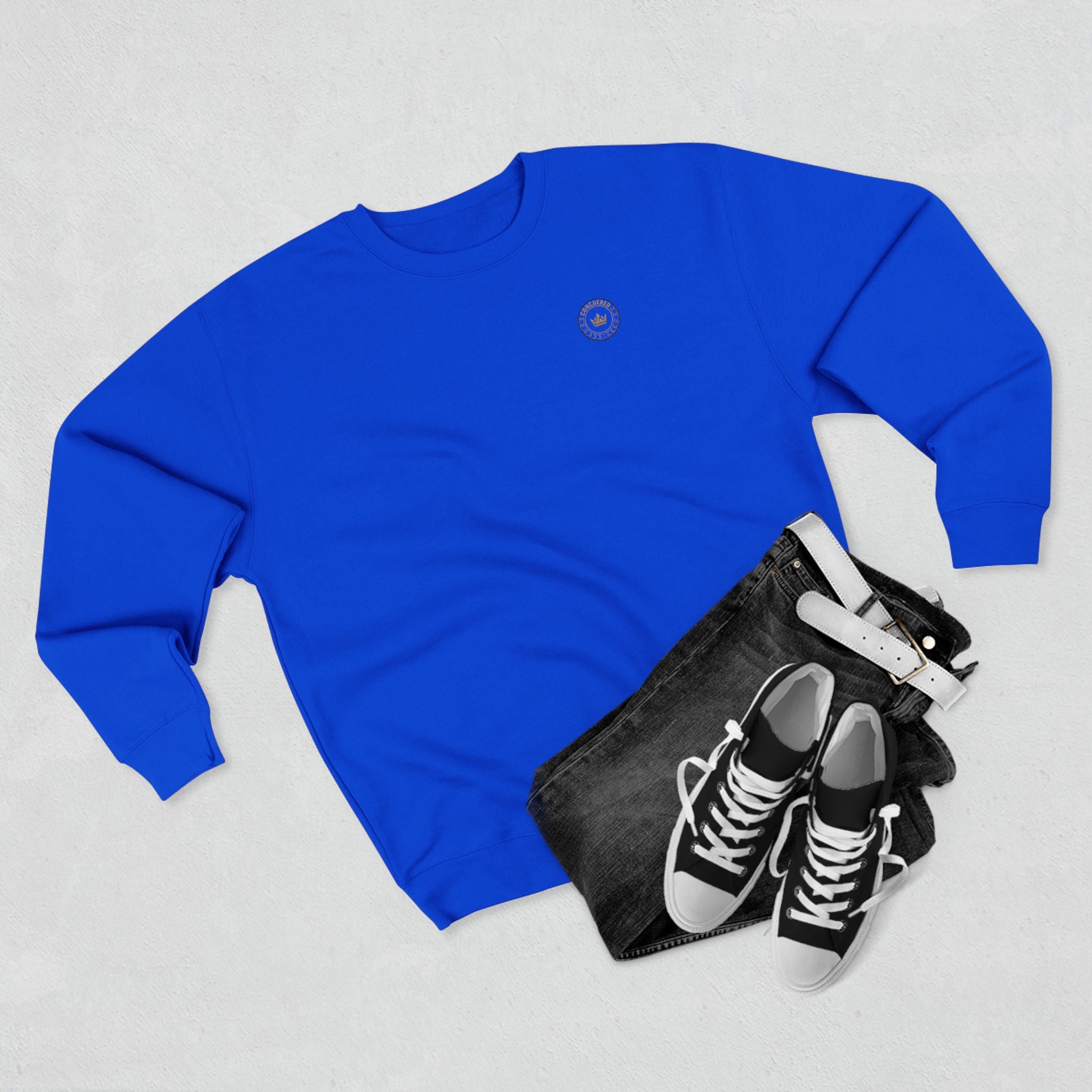 Minimalist Compass Crewneck Sweatshirt — Small Chest Emblem