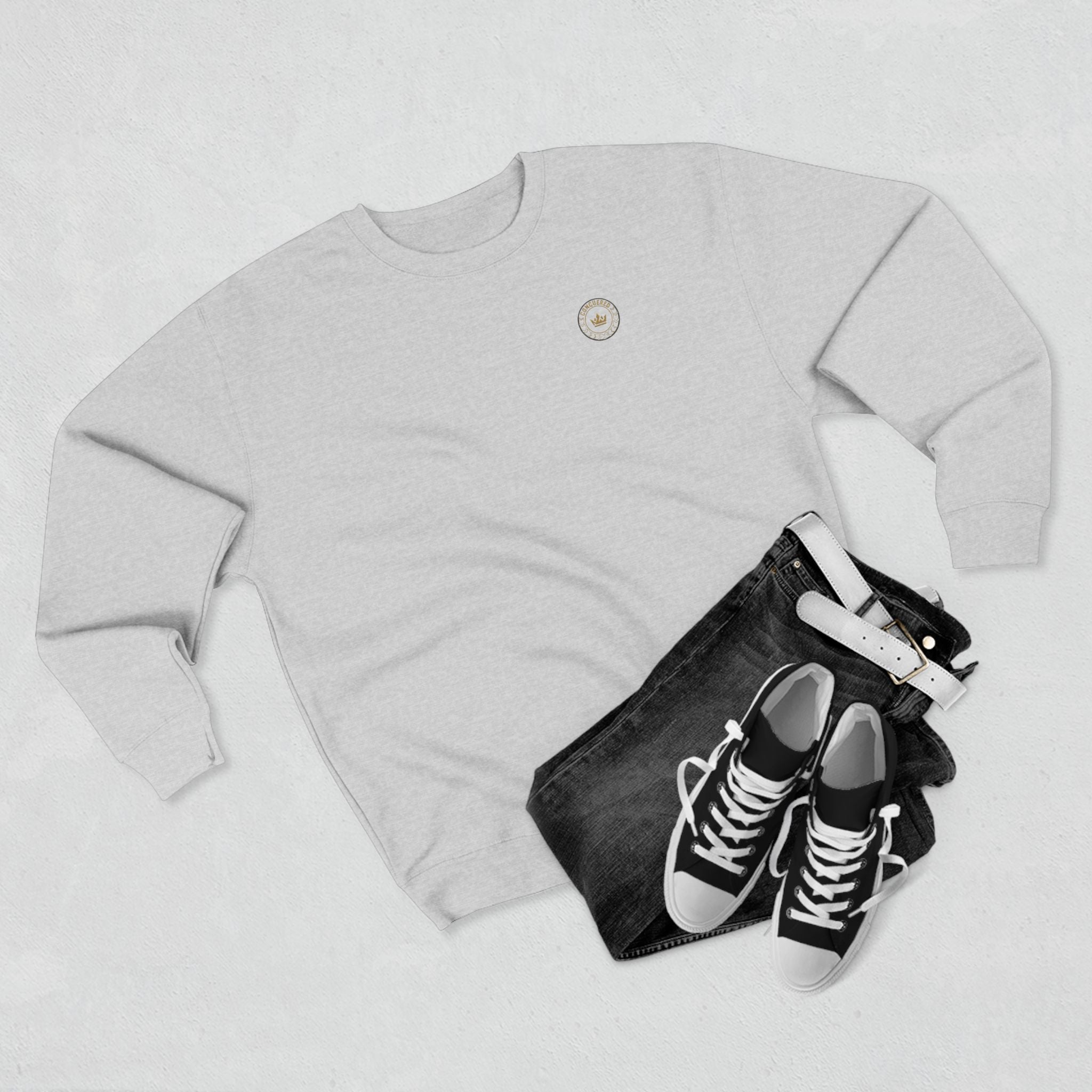 Minimalist Compass Crewneck Sweatshirt — Small Chest Emblem